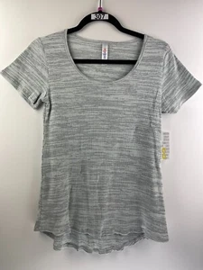 NEW LuLaRoe XXS Classic T Shirt - Mint w/Black Grey Stripes Ribbed Cotton Blend - Picture 1 of 4