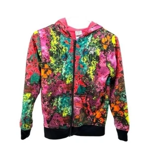 Nike | Girl’s L Large Splatter Print Hoodie Zip Multicolor Youth Pink Athletic - Picture 1 of 16