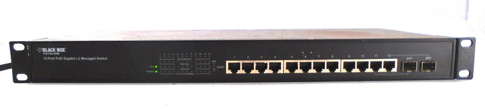 Black Box  PoE L2 Managed Gigabit LPB200A 724-746-5500 12-Ports External Switch - Image 1 of 4