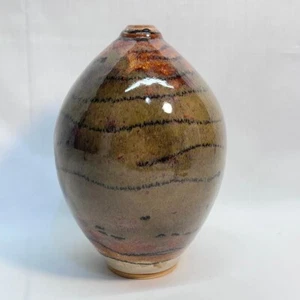 Hand Thrown Art Studio Jardiniere Sign Sharon Ingram Mud Puddle Pottery5"Diax7"H - Picture 1 of 5