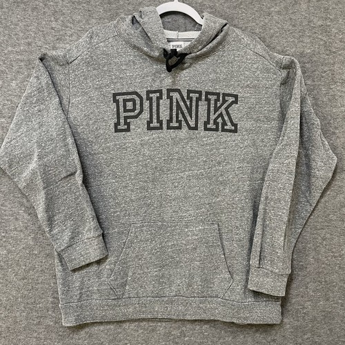 UNDERCOVER Pullover ROSA Victoria's Secret grigio logo morbido interno nero logo felpa con cappuccio donna L