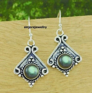 Blue Labradorite Gemstone 925 sterling silver handmade Dangle Drop Earrings - Picture 1 of 4