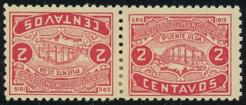 Honduras #175 Ulua Bridge Tête-bêche Pair 2c Postage Latin America 1915 Mint LH Cover