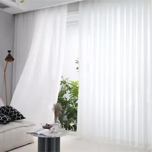 2er Set Weiß Ösen Vorhänge Wohnzimme mit Kräuselband Voile Transparent Gardine - Bild 1 von 24