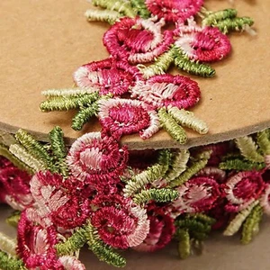 3/4" Wide Embroidered Flowers Lace Trim Ribbon - 5 Yards (5816500) - Picture 1 of 1