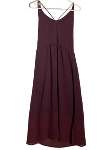 SHEIN Women’s Cris Cross Tied Backless Long Burgundy Dress Size Small - Picture 1 of 5