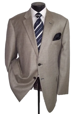 / John W. Nordstrom Ivory Houndstooth 2Button Silk &Wool Jacket Coat 48R - Image 1 of 4