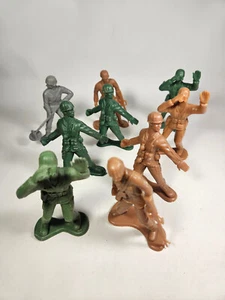 Lot of 9 Large Plastic Army Men Figures 4" Tall, some Greenbrier - Picture 1 of 4
