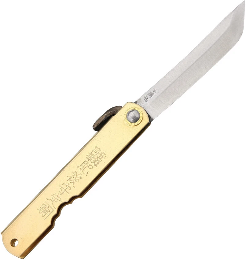 Higonokami Knives Brass Folding Pocket Knife Steel Blade GO13BR - Image 1 of 1