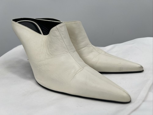 Muli in pelle CELINE Paris punta a punta naturale tacchi a stiletto taglia 39 5