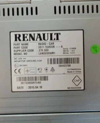 CODICE CODE SBLOCCO RADIO  AUTORADIO FIAT TALENTO Marcato RENAULT LG Elecronics  Foto 1 de 2