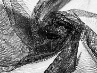 Dress Tutu Skirt Net Fabric Nylon Mesh Bridal Material Tulle 57" Wide - Black - Image 1 of 4