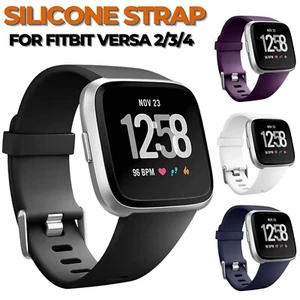 For Fitbit Versa 4 3 2 Replacement Straps Wristband Silicone Flexible Watch Band - Picture 1 of 18