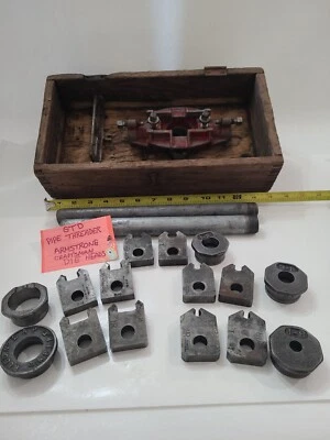 Pipe Threader Armstrong Craftsman Die GTD Greenfield Mass No. 2 caixas de madeira vintage - Imagem 1 de 4