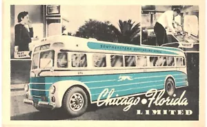 Cartolina Buses Chicago-Florida Limited Southeastern Greyhound Lines anni '30 - Foto 1 di 2