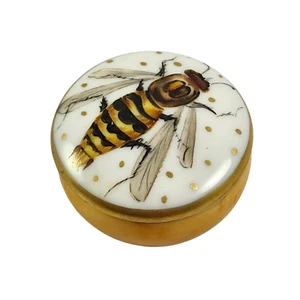 Porcelain Bumble Bee Hand Painted Trinket Pill Miniature Box Hungarian Hungary - Picture 1 of 4