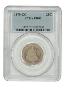 1870-CC 25C PCGS Fair 02 - Liberty Seated Quarter - Important, Rare CC Quarter - Picture 1 of 4