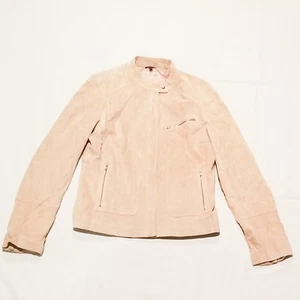 New Frontier Pink Suede Leather Jacket Women's Size Medium - Picture 1 of 9