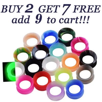 Pair Thin Silicone Ear Skin Ear Tunnels Plugs Gauges Earskin Earlets Flesh Gauge - Image 1 of 4