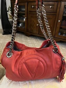 Valentino Orange Large Hobo With Silver Chain