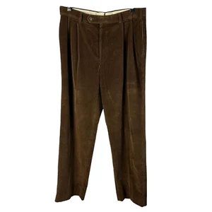 Brooks Brothers Lora Piana Brown Wide Wale Corduroy Pants Men Size 36/33 - Picture 1 of 9