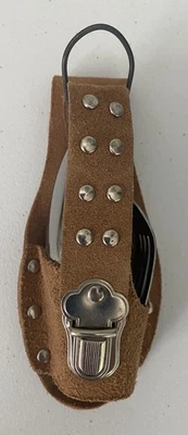 Cuchillo de camping de supervivencia con asta japonesa BACO de colección multiherramienta con funda de cuero crudo Foto 1 de 4