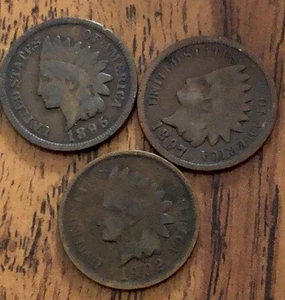 1895, 1902, 1897 Indian Cent Get These Actual Penny’s Nice Looking Coins P037 - Picture 1 of 2