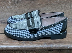 Betsey Johnson Shoes Women 11 Darian Pearl Embellished Tailored Lug Sole Loafers - Picture 1 of 7