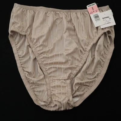 NWT Warner's VINTAGE 90s Bright Stripes Satin High Leg Brief Panties XL X-LARGE - Image 1 of 4