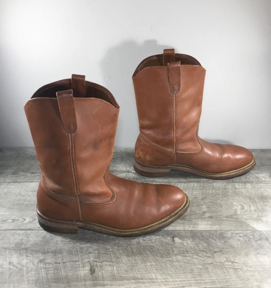 Mens Roper Vintage Leather Work Biker Wellington Boots Steel Toe Size 9.5 W - Image 1 of 4