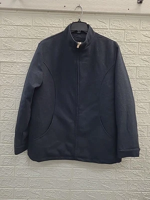 Nueva Chaqueta Azul Marino Tejido Isla Esmeralda Mezcla Lana Ardara Cremallera Completa Talla 50 (4XL) Foto 1 de 4