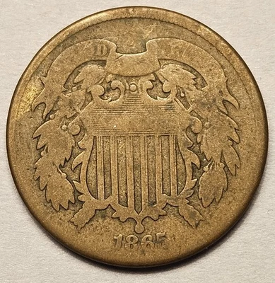 1865 Two Cent Piece. Free Shipping - Image 1 of 2