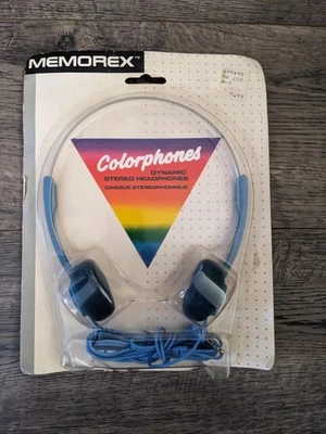 Fones de ouvido colorphones estéreo vintage Memorex - Azul - Selado ONS - Imagem 1 de 3