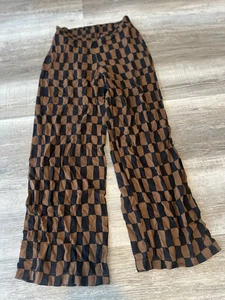 ANCIEN PANTALON REREO BLEU MARINE À CARREAUX AUTOMNE DÉCONTRACTÉ SALON FEMME PETIT S - Photo 1/2
