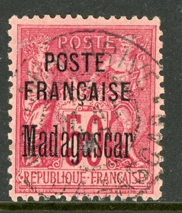 Französische Kolonien 1895 Madagaskar 50¢ Rose Scott #19 VFU I239 - Bild 1 von 6