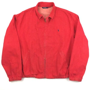 Vtg Polo Ralph Lauren Mens Denim Jean Jacket Harrington Pony Bomber Sail Red XL - Picture 1 of 12