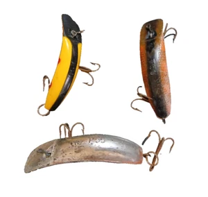 3 helin or Worden's Flatfish T50 and t55 chrome perch and yellow black red - Picture 1 of 23