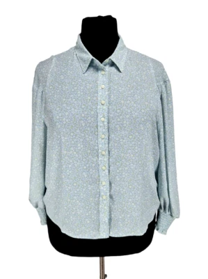 Blusa LEVI'S Mujer Talla XXL Botones Paislee Azul Floral Chifón Manga Abullonada Foto 1 de 4