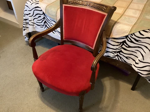 Vintage Red Velvet Parlor or Arm Chair Cover