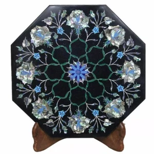 12" Custom Marble Table Top Semi Precious Stones Work Coffee Inlay Art Home Deco - Picture 1 of 8