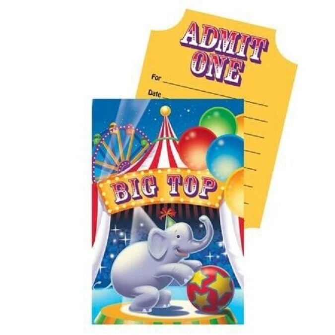 Circus Party Invitations 8pk  - Circus Big Top Party Supplies - Image 1 of 1