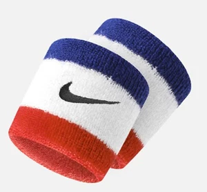 Nike Swoosh Doble Muñeca Correr Sudor Tenis Pulsera Blanca PAC277-620 - Imagen 1 de 4