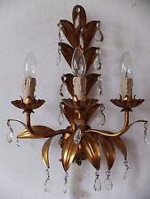 Florentine Style Wall Lamp Gold Plated 60s True Vintage Rhinestone Kögl Light