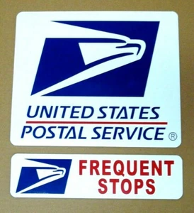 (1) U.S. MAIL Magnetic Sign USPS -10" X 12" & (1) FREQUENT STOPS 3" X 12" whit - Picture 1 of 1