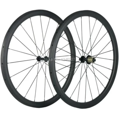 700C Carbon Bicycle Wheelset Road Bike Wheels 25mm Width With Powerway R13 Hub - Image 1 of 4