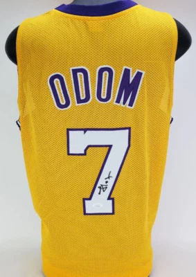 Camiseta deportiva personalizada firmada por LAMAR ODOM-Los Angeles Lakers (JSA Witnessed ProtectionCOA) Foto 1 de 4