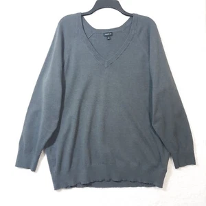 Torrid Sweater Plus Sz 3X Charcoal Gray Long Sleeve V-Neck Pullover Classic - Picture 1 of 12