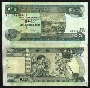 ETHIOPIA 100 BIRR P-50 A 1997 OX MICROSCOPE MAP BILL WORLD CURRENCY MONEY NOTE - Picture 1 of 1