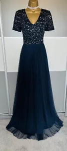 Elegant Sequin Evening Cruise Wedding Party Prom Cocktail Maxi Dress Size 12 - Picture 1 of 4