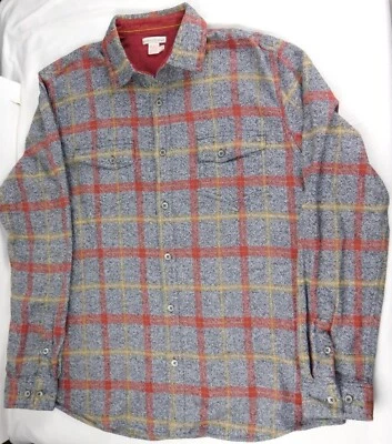 Carbon 2 Cobalt Men’s Flannel Plaid Shirt Long Sleeve Gray Red Button Up Size M - Image 1 of 4